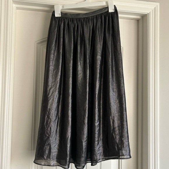 Zara Dresses & Skirts - Zara Metallic Pewter Shimmer Midi Skirt